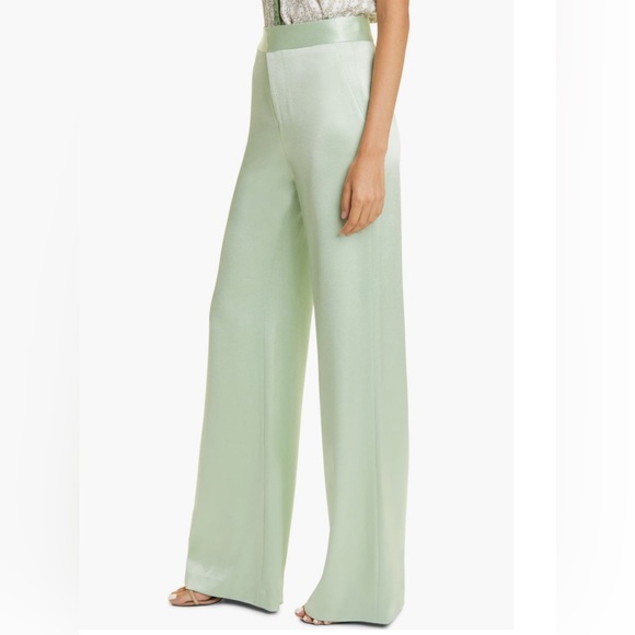 Alice + Olivia Deanna Stretch Cotton Satin
Bootcut Pants Color Green Tea size 14 - Picture 3 of 13
